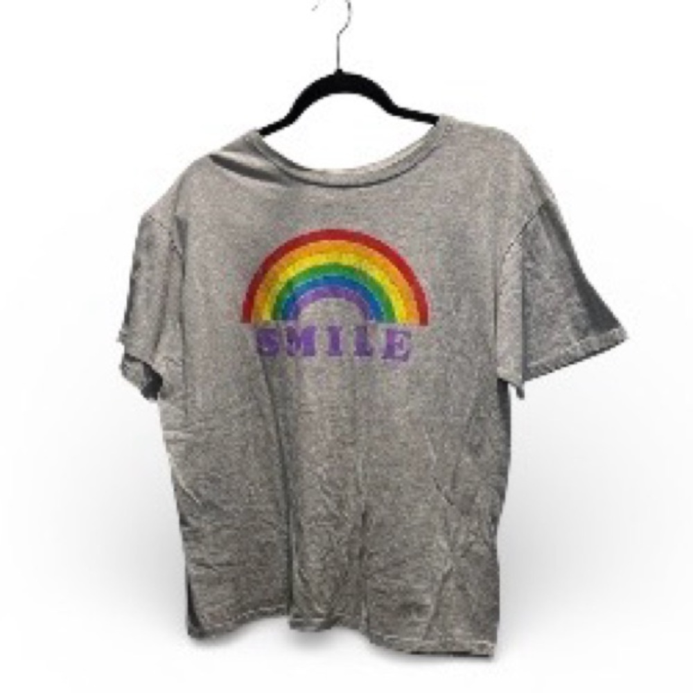Gray Kids Shirt with Rainbow Design